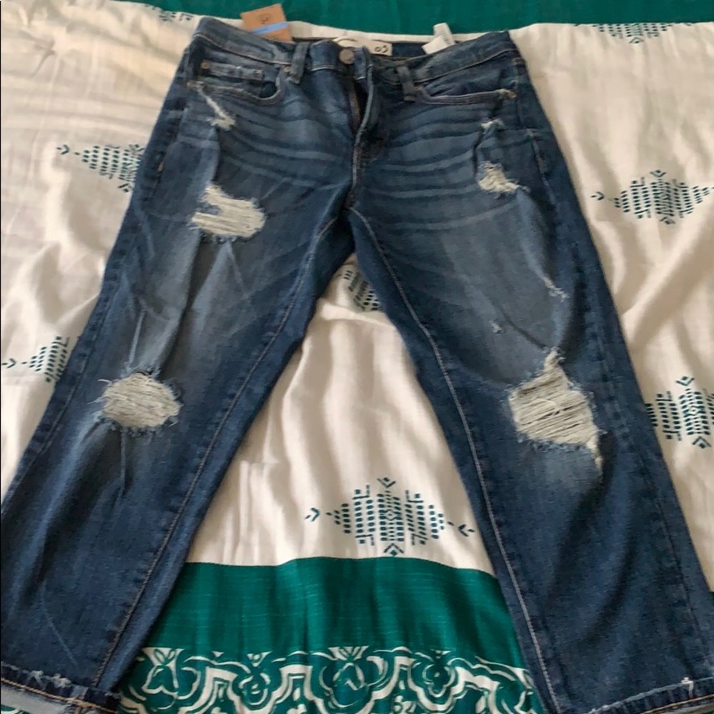 Garage Ripped Ankle Straight Jeans - Rugby Blue